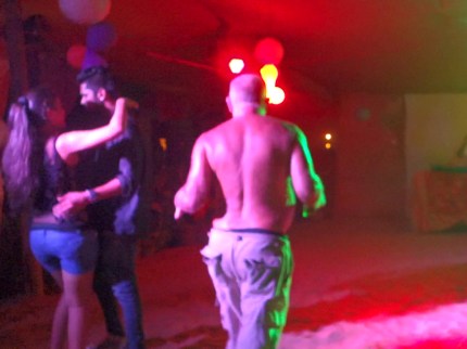 Fat Dude shakes his bootie next to the slut and one of her many Hindu hunks